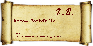 Korom Borbála névjegykártya